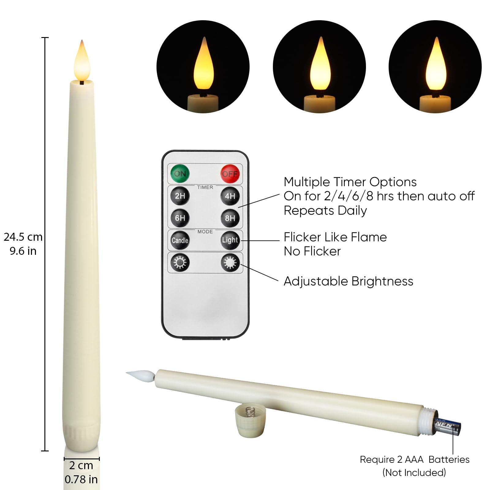 Homemory ivory waxy taper pairs with remote timer for consistent daily use.
