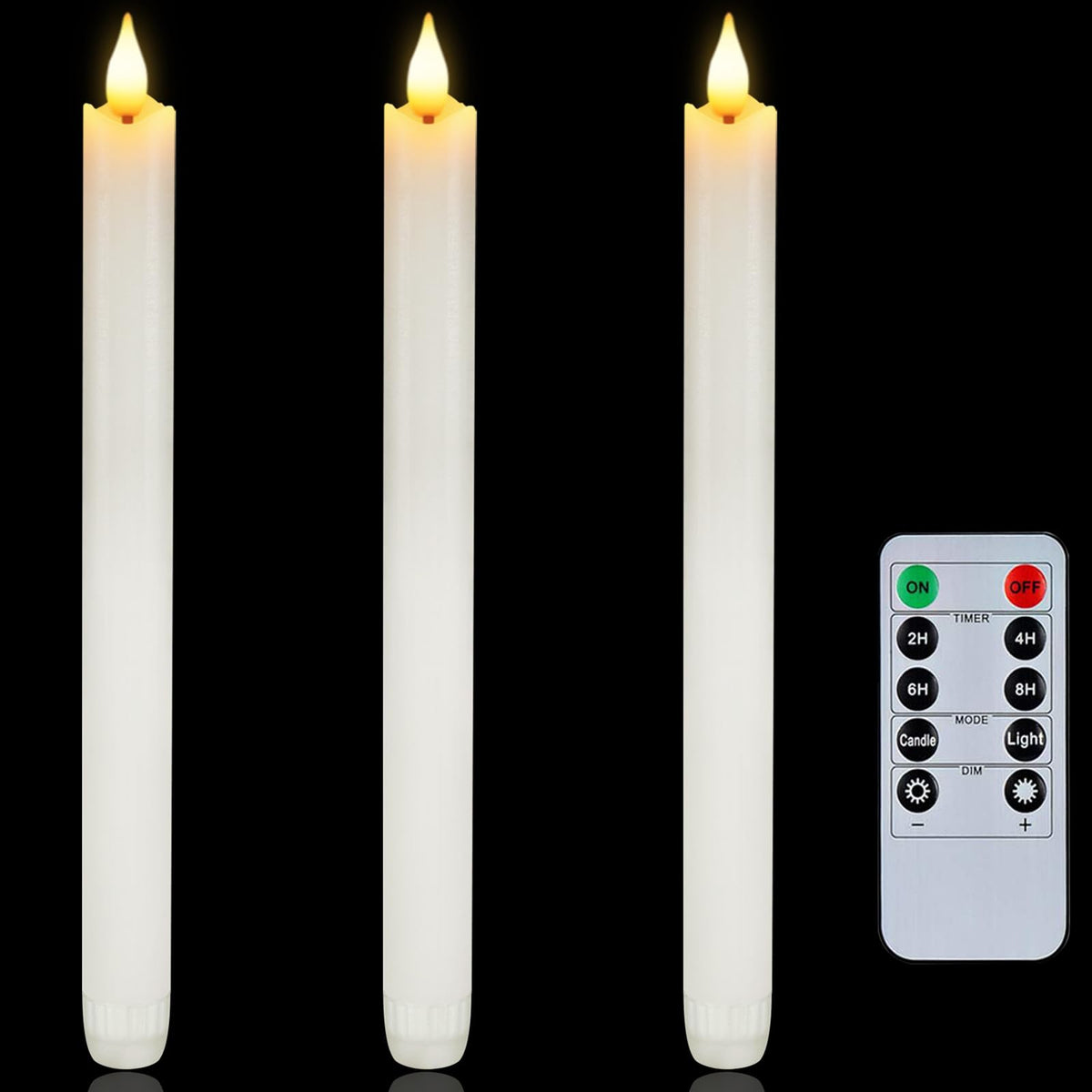 Homemory waxy taper candles with remote for easy, cozy ambiance.