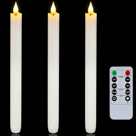 Homemory waxy taper candles with remote for easy, cozy ambiance.