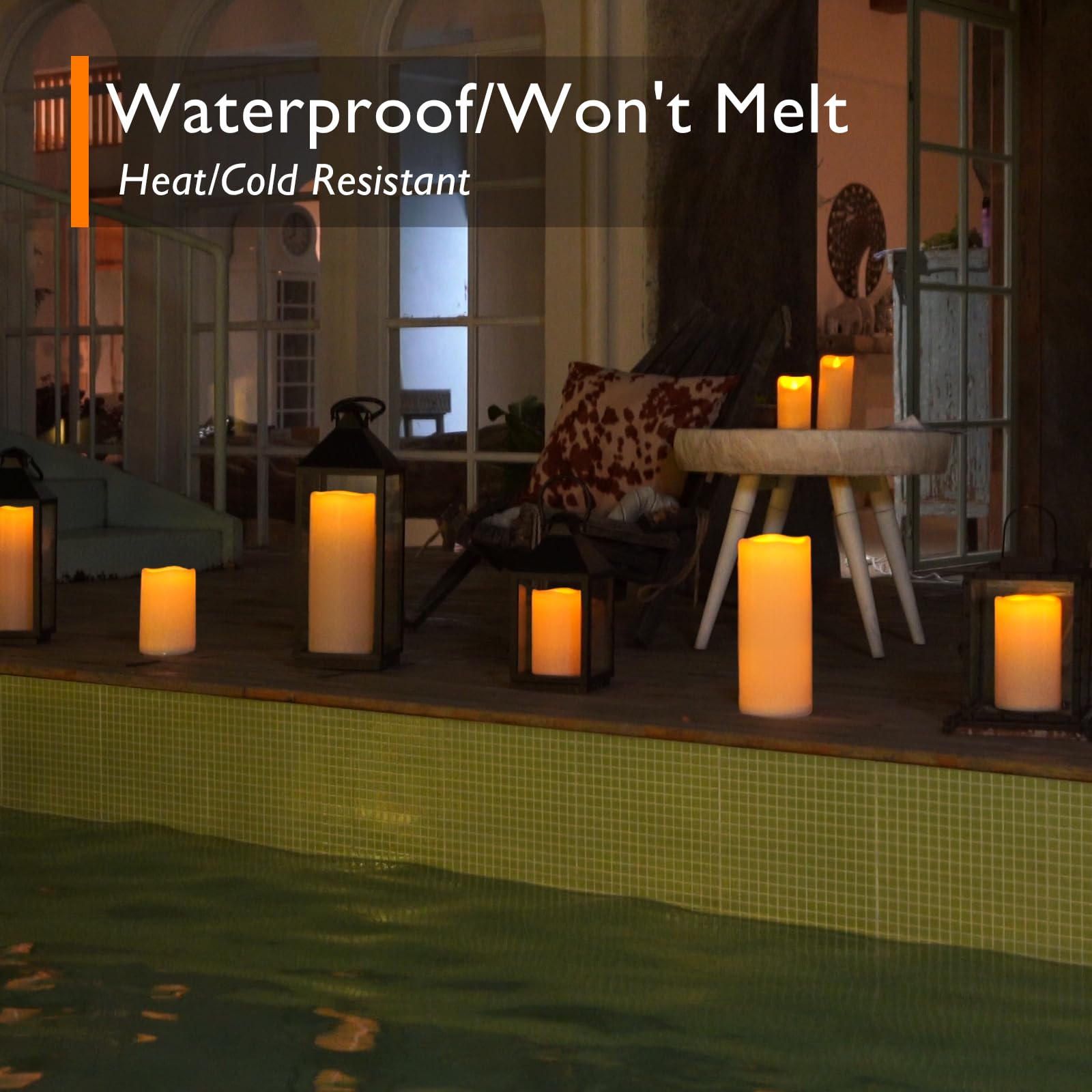 Homemory weatherproof candles withstand rain and sun outdoors
