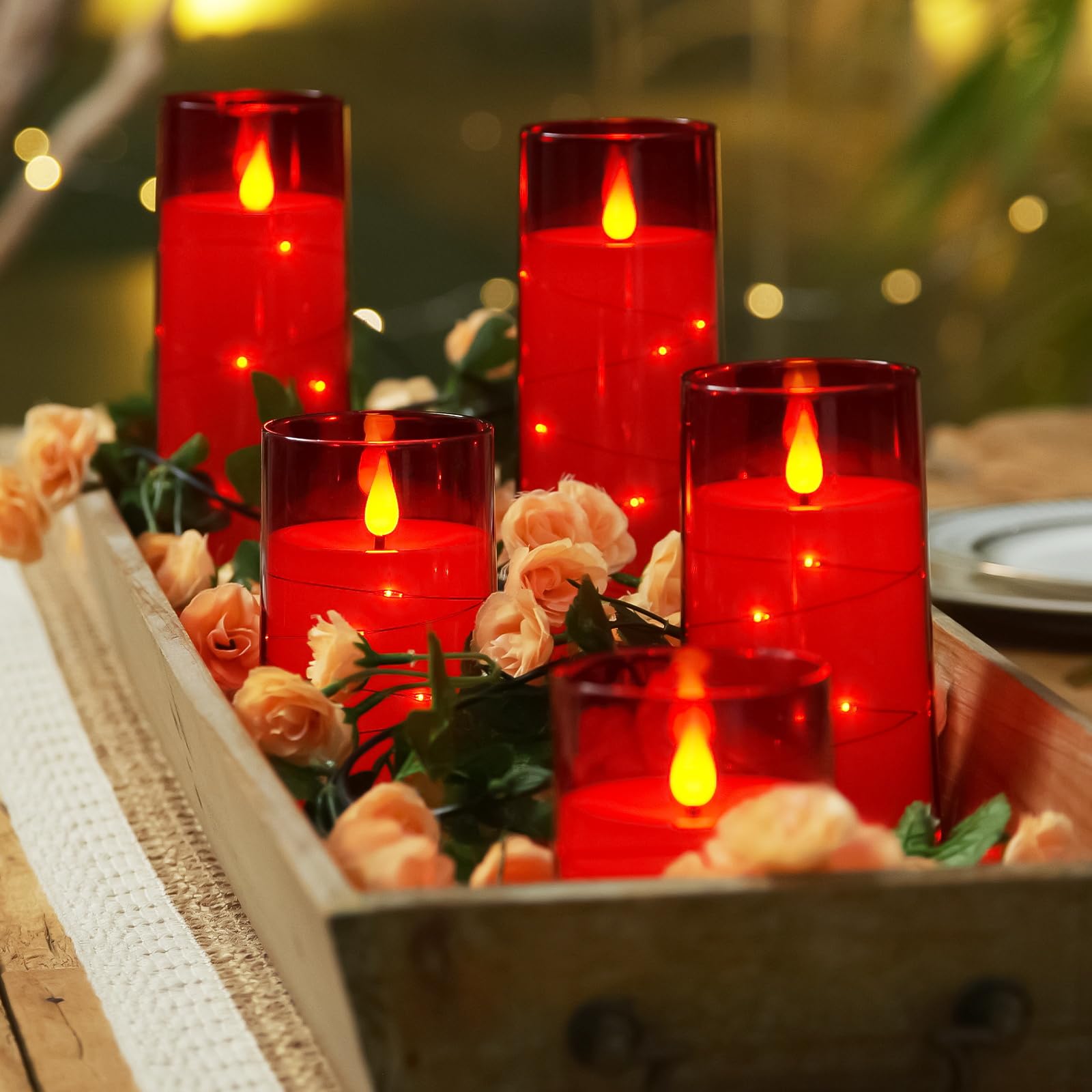 Homemory wedding table decor candle for elegant, flame-free ambiance.
