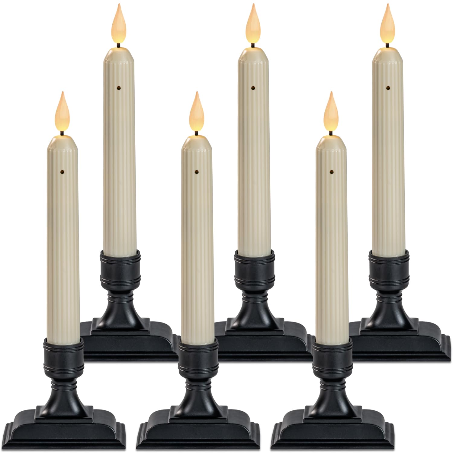 Homemory window candle dusk-to-dawn sensor glows softly in a festive window.