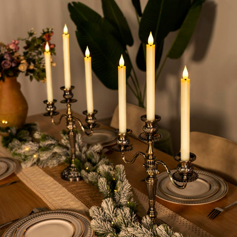 Homemory ivory taper candles on a window sill as decorative window decor