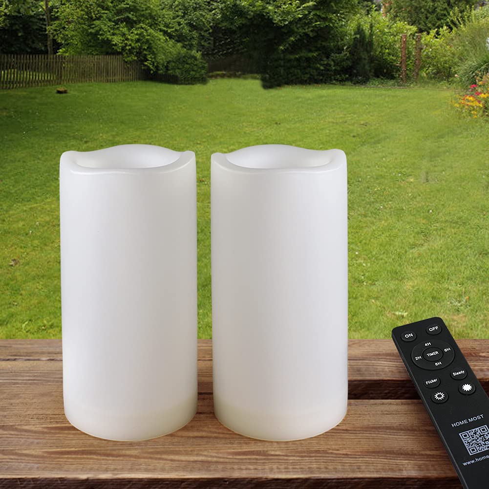 HOME MOST 3x6 LED pillar candle outdoors with realistic flicker for patio ambiance
