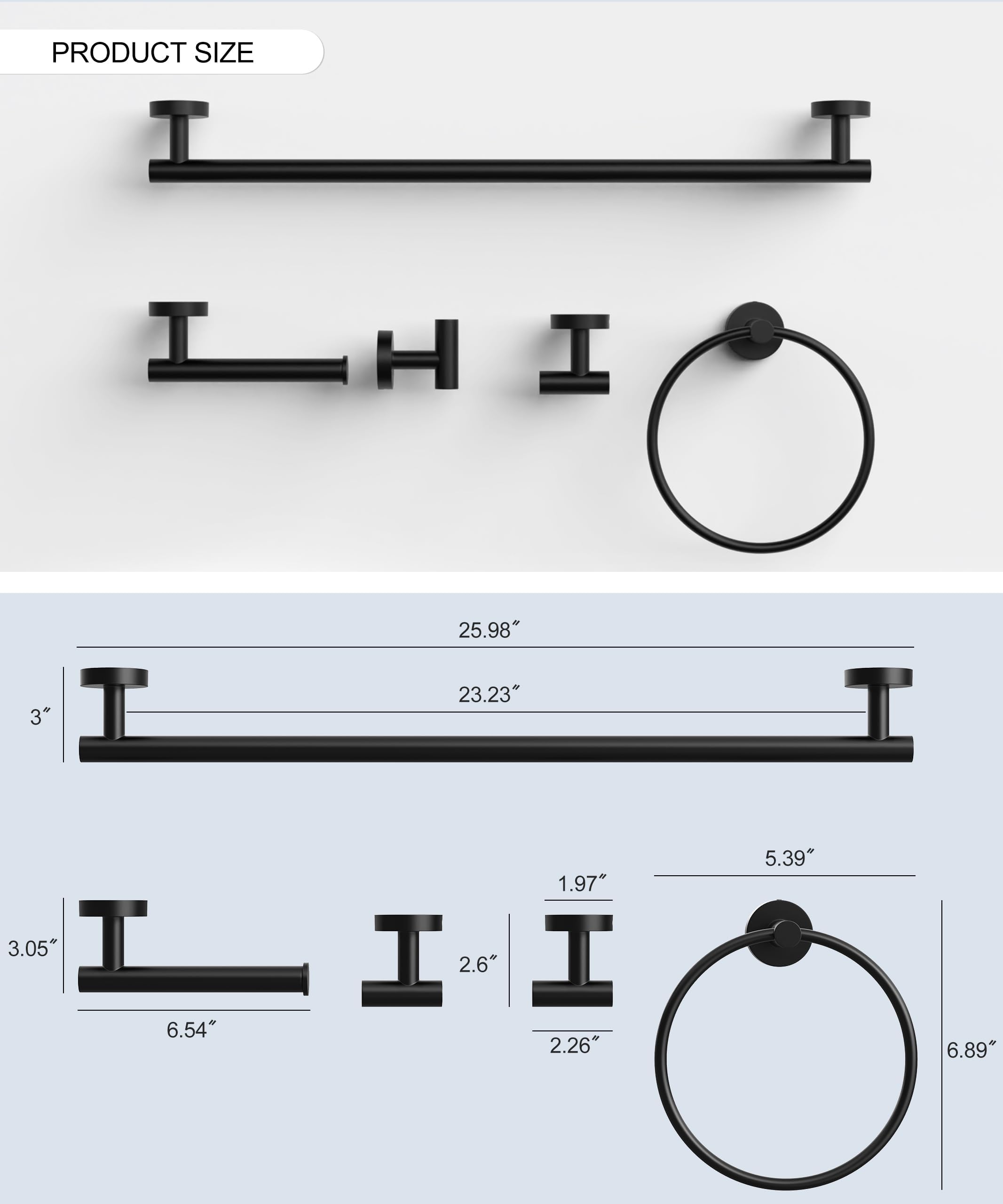 Homemystique matte black durable finish maintains a cohesive look across the set.