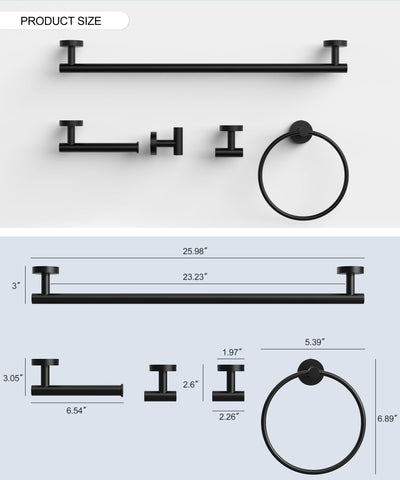 Homemystique matte black durable finish maintains a cohesive look across the set.