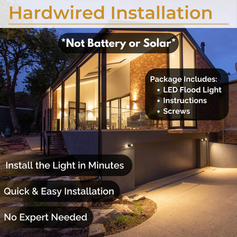 HOMEnhancements IP65 weatherproof flood light withstands rain and snow.