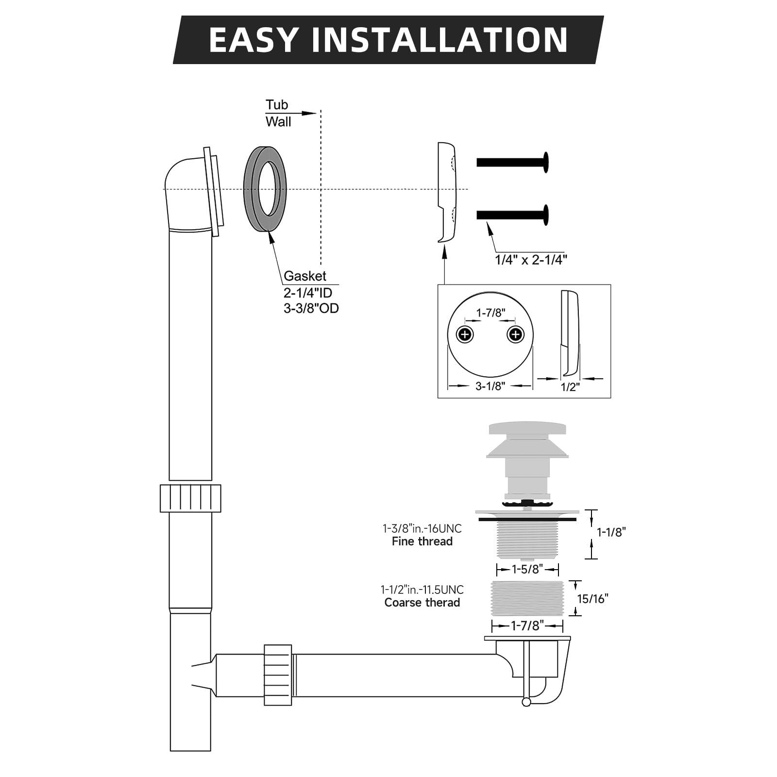 Homeslea brass tub drain with overflow kit delivers a clean edge