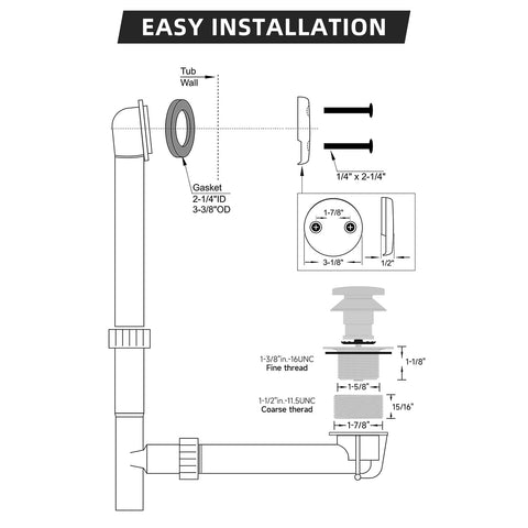 Homeslea brass tub drain with overflow kit delivers a clean edge