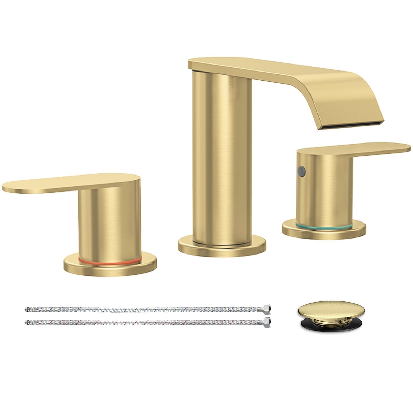 Homevacious brushed gold faucet front view with premium finish.