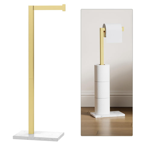 Homevacious Gold marble base toilet paper stand with sturdy foundation.