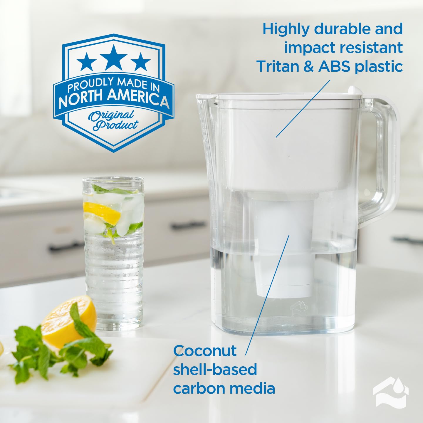 HomeWater BPA-free pitcher uses North American-made materials for safety.