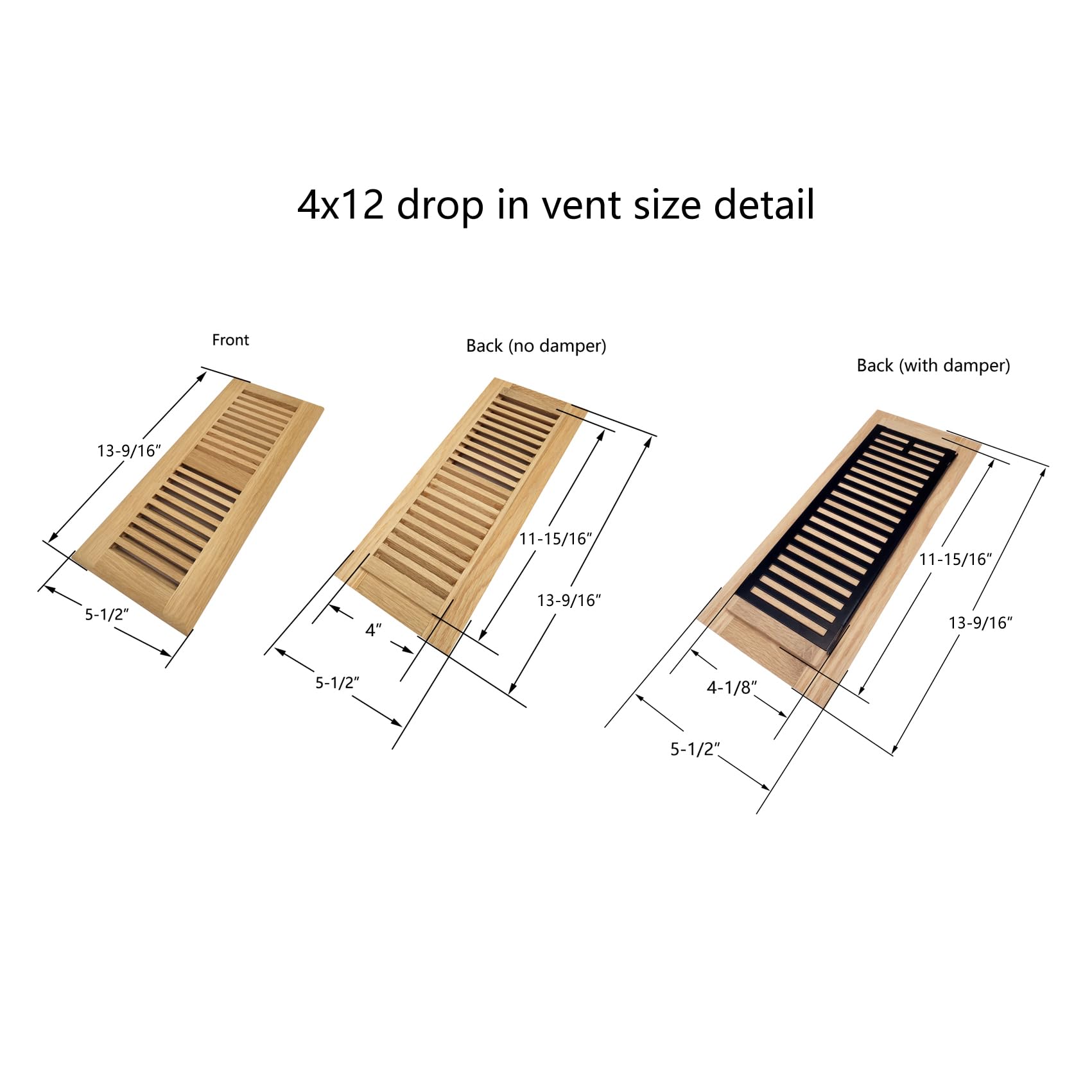 Homewell drop-in vent with louvers provides quick installation and adjustable airflow.