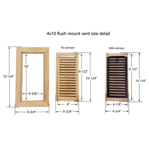 Homewell white oak floor register damper control for adjustable airflow.