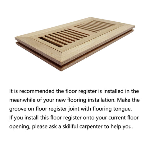 Homewell white oak floor register louvered design close-up demonstrates airflow.