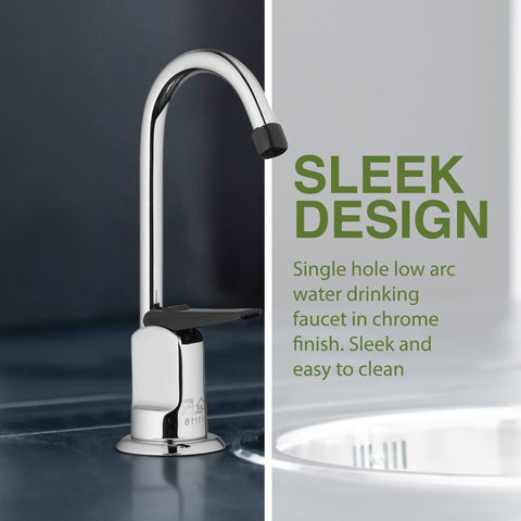 Chrome finish close-up on Homewerks faucet, easy to clean