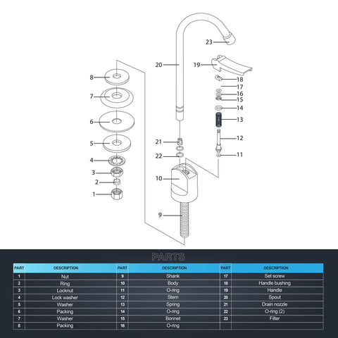 Low-arc spout design on Homewerks faucet for easy reach