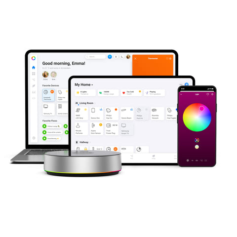 User uses voice control with Homey Bridge across devices