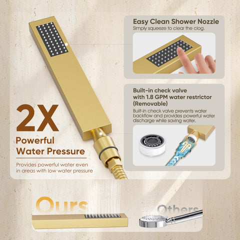 HomGoo Gold Shower System 59-inch hose for easy movement