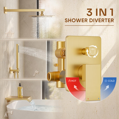 HomGoo Gold Shower System wall-mounted design saves space