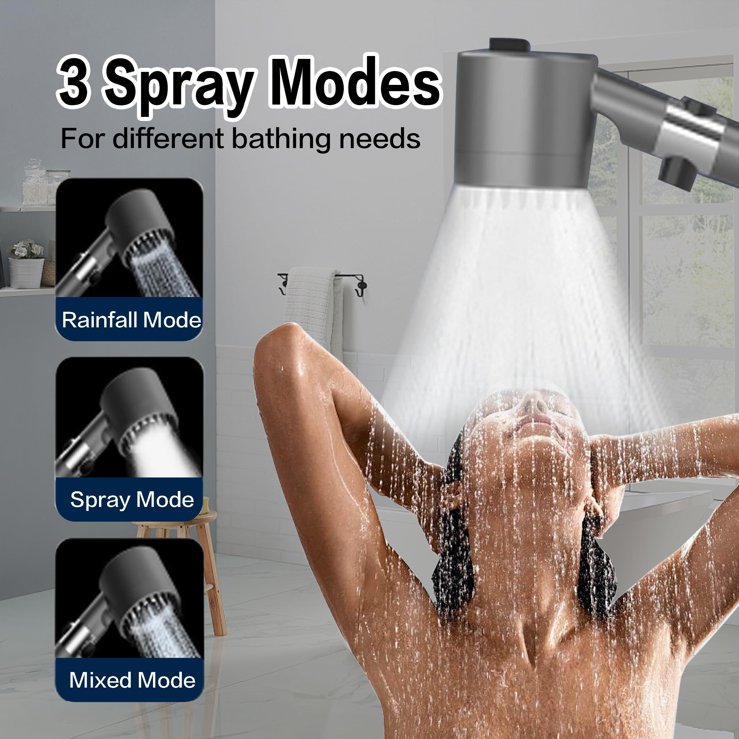 HOMHELP ABS chrome finish shower head for durability