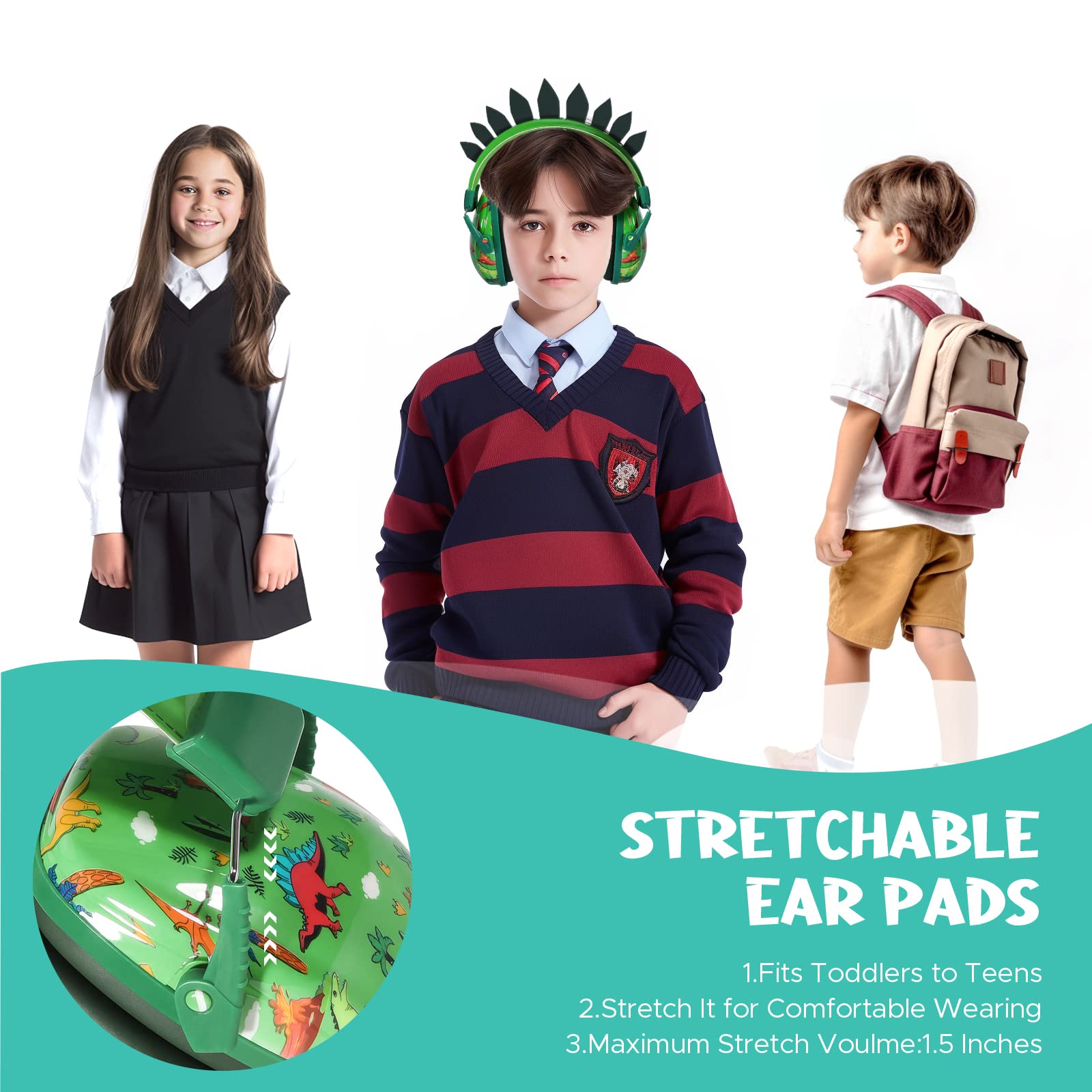 Homicozy dinosaur earmuffs adjustable strap enables growing child comfort
