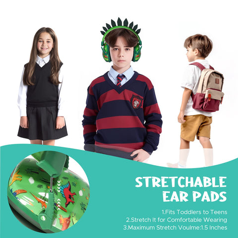 Homicozy dinosaur earmuffs adjustable strap enables growing child comfort
