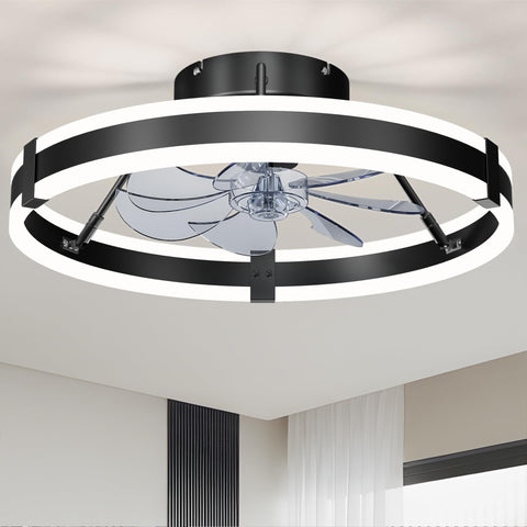 Homiforce low profile bladeless ceiling fan with lights and remote for bedrooms