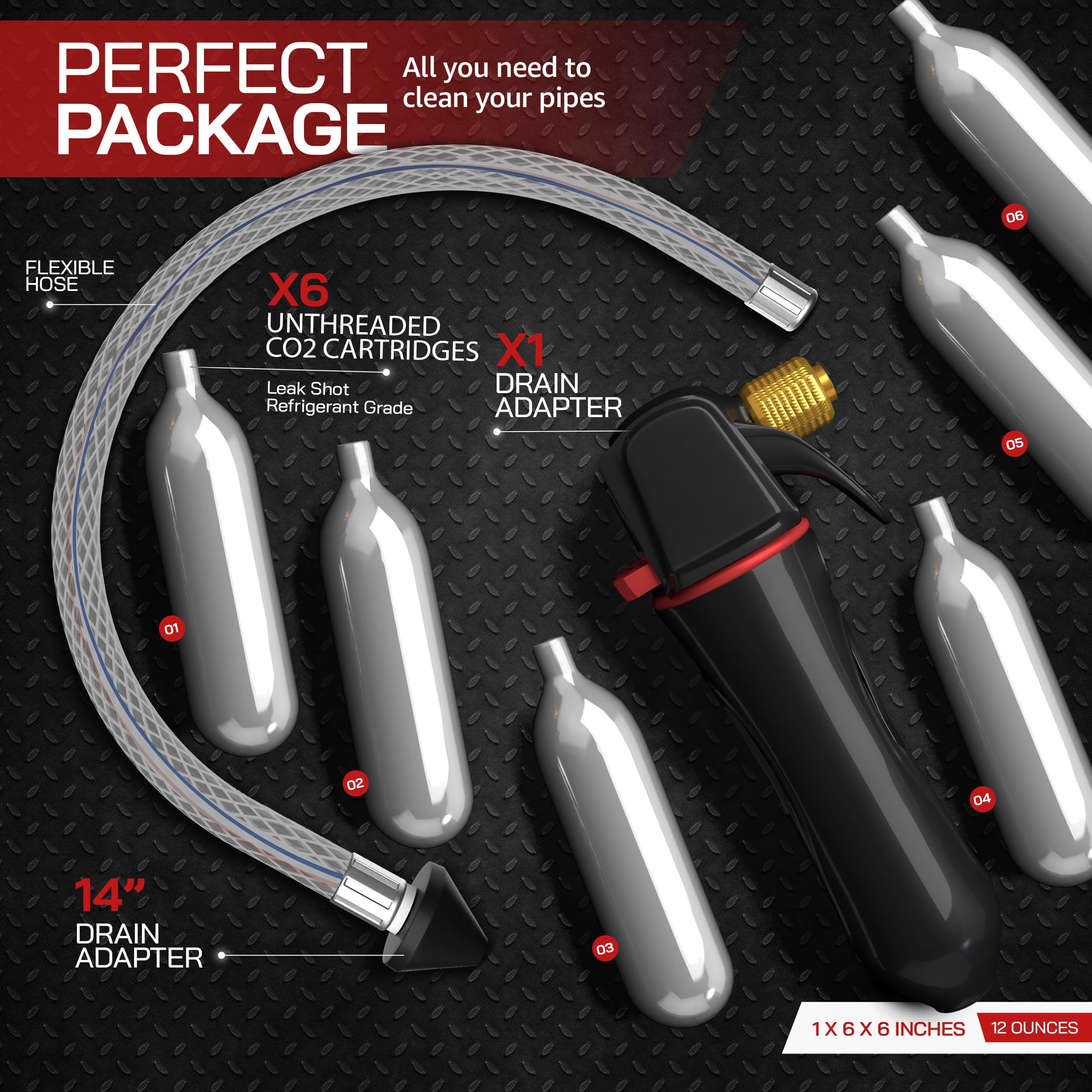 Homiom Gallo Drain Gun in use with flexible hose reaches tight AC drain lines.