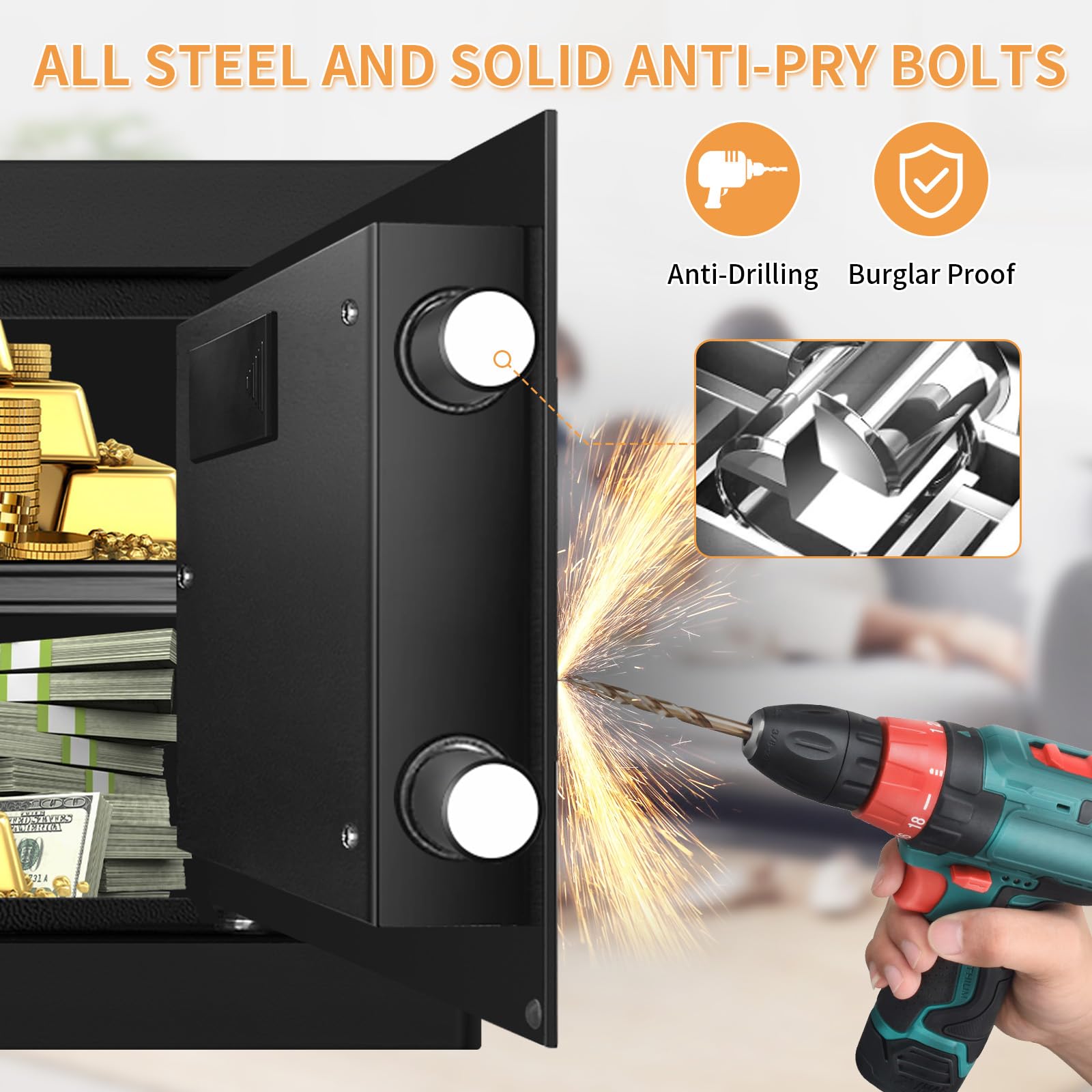Interior of the Homirxan safe with removable shelf for easy organization