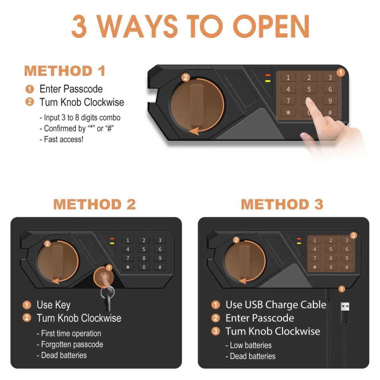Two emergency keys included with the Homirxan safe for backup access