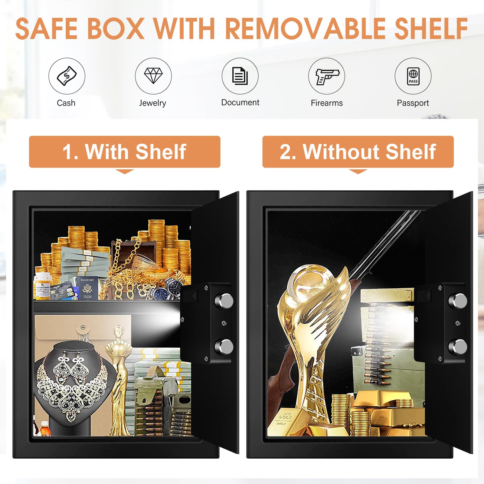 Homirxan safe placed in a home study setup for security.