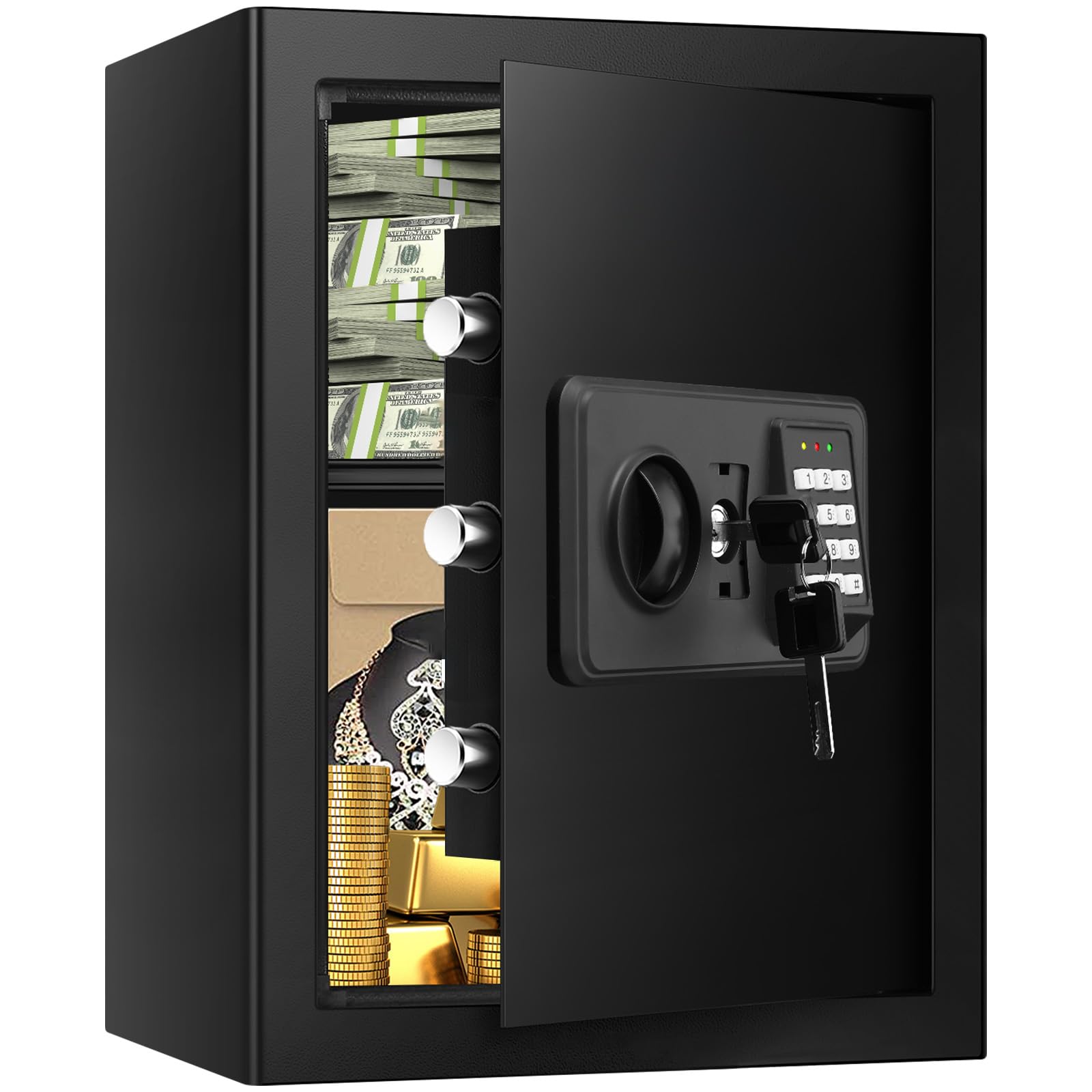 Homirxan 3.3 cu ft fireproof safe, front view for organized documents and valuables.