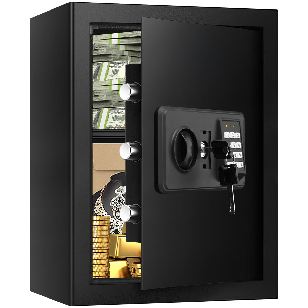 Homirxan 3.3 cu ft fireproof safe, front view for organized documents and valuables.