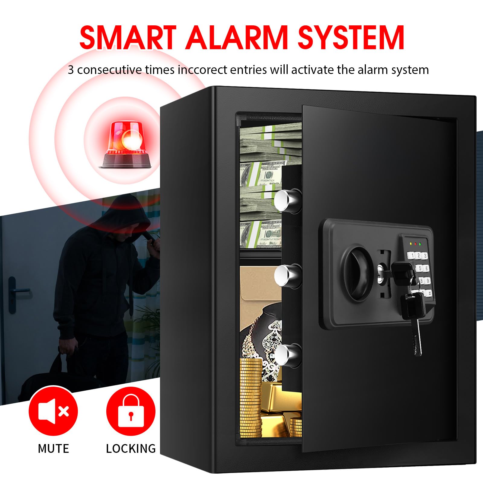 Homirxan anti-theft alarm indicator communicates theft protection during unauthorized access.