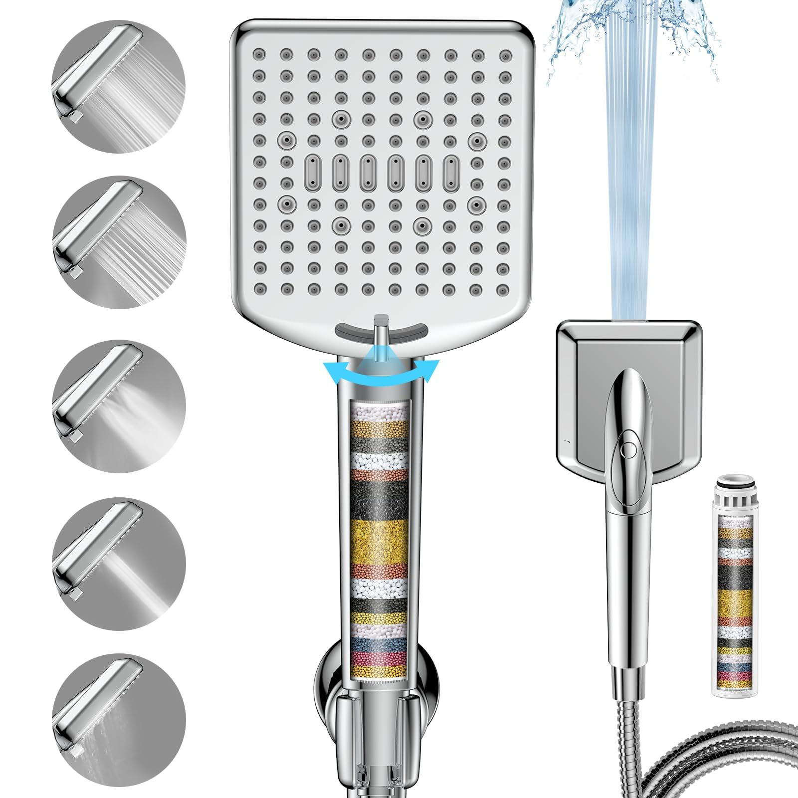 Homlord filtered shower head wide spray for full-body coverage and spa-like feel.