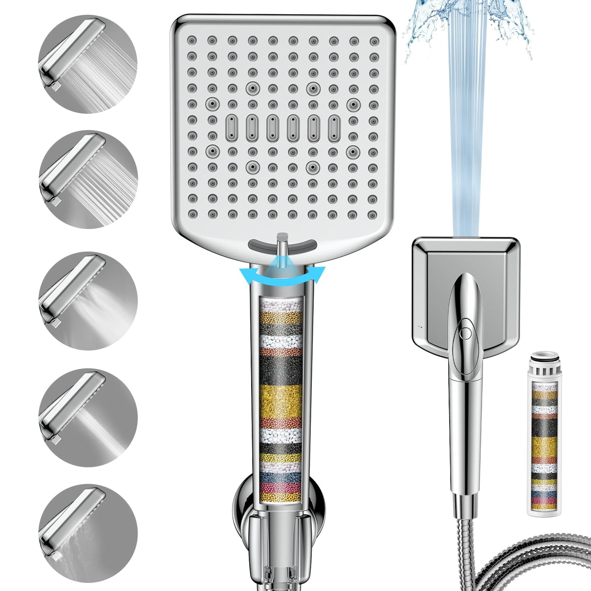 Homlord filtered shower head wide spray for full-body coverage and spa-like feel.
