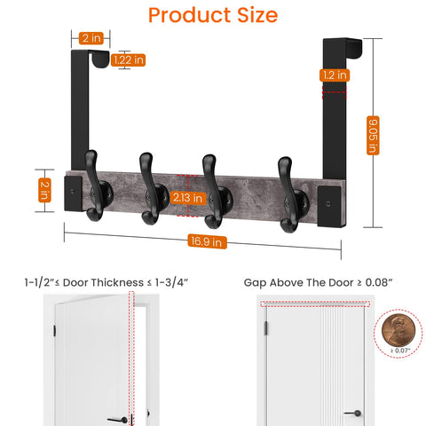 Homode heavy-duty door hooks support towels, robes, and other accessories.