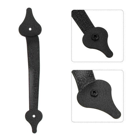 Homode iron components with a black rust-resistant coating for indoor or outdoor use.