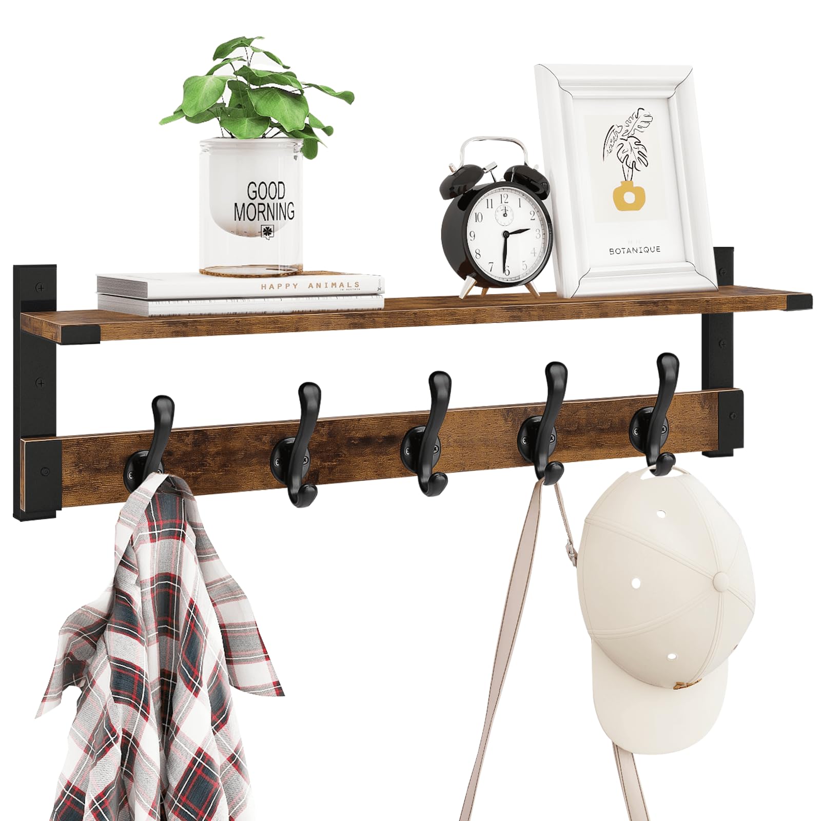 Homode coat rack wall mount 29-inch wood with rustic finish for organized entryway.