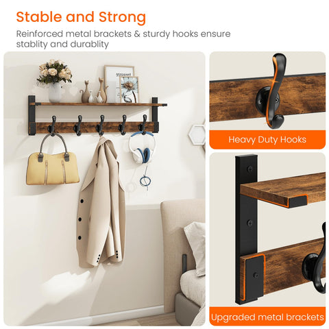 Homode entryway rustic brown black finish blends with décor.