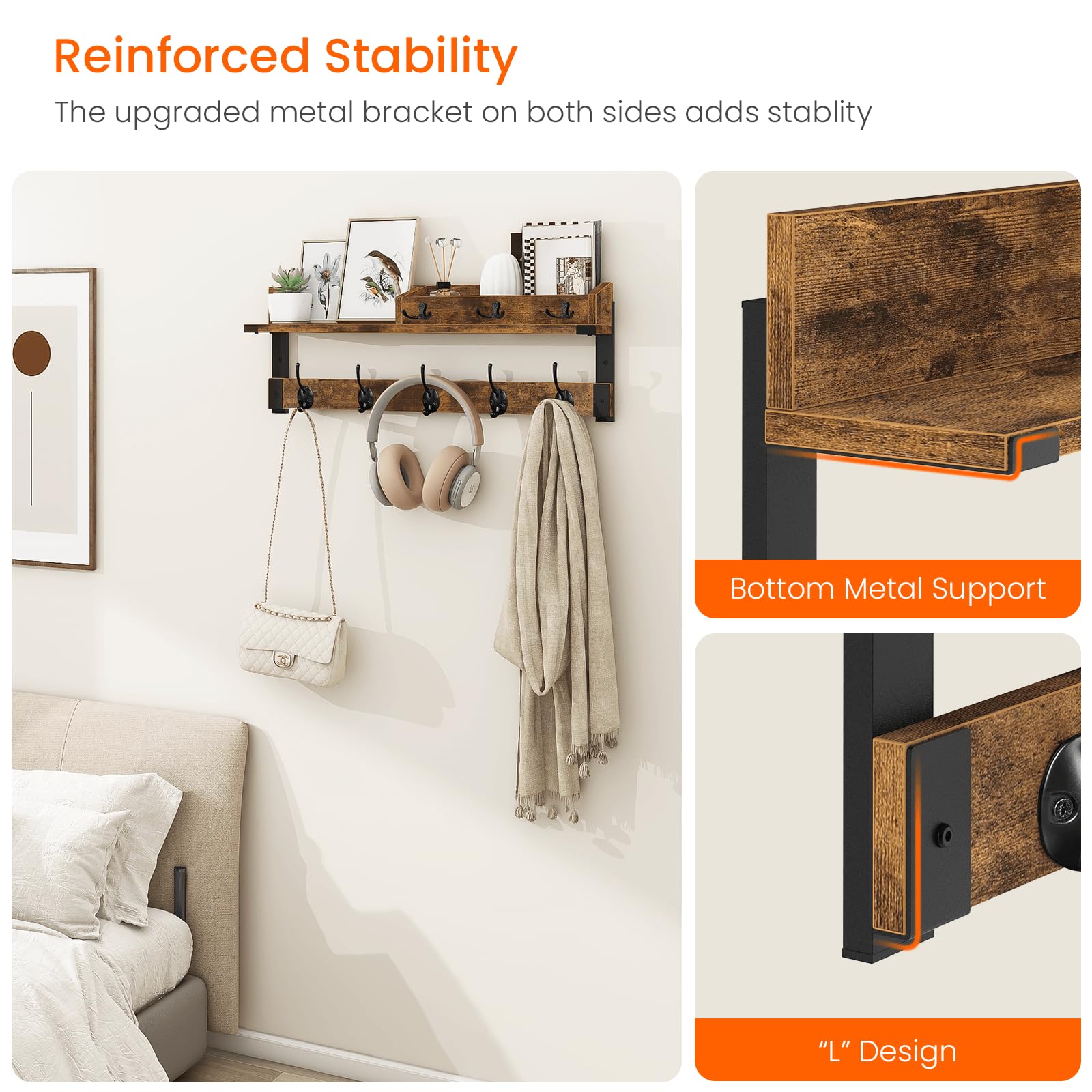 Homode sturdy metal frame supports coats and bags with durable construction.