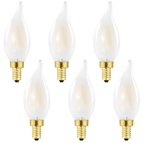 HOMOSUM LED frosted candelabra bulbs pack front view for dining room ambiance
