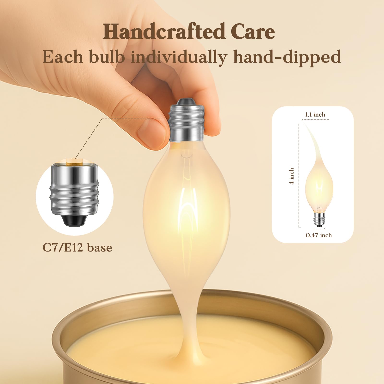 Hompavo E12 base candle bulb flame tip ideal for sconces and lanterns