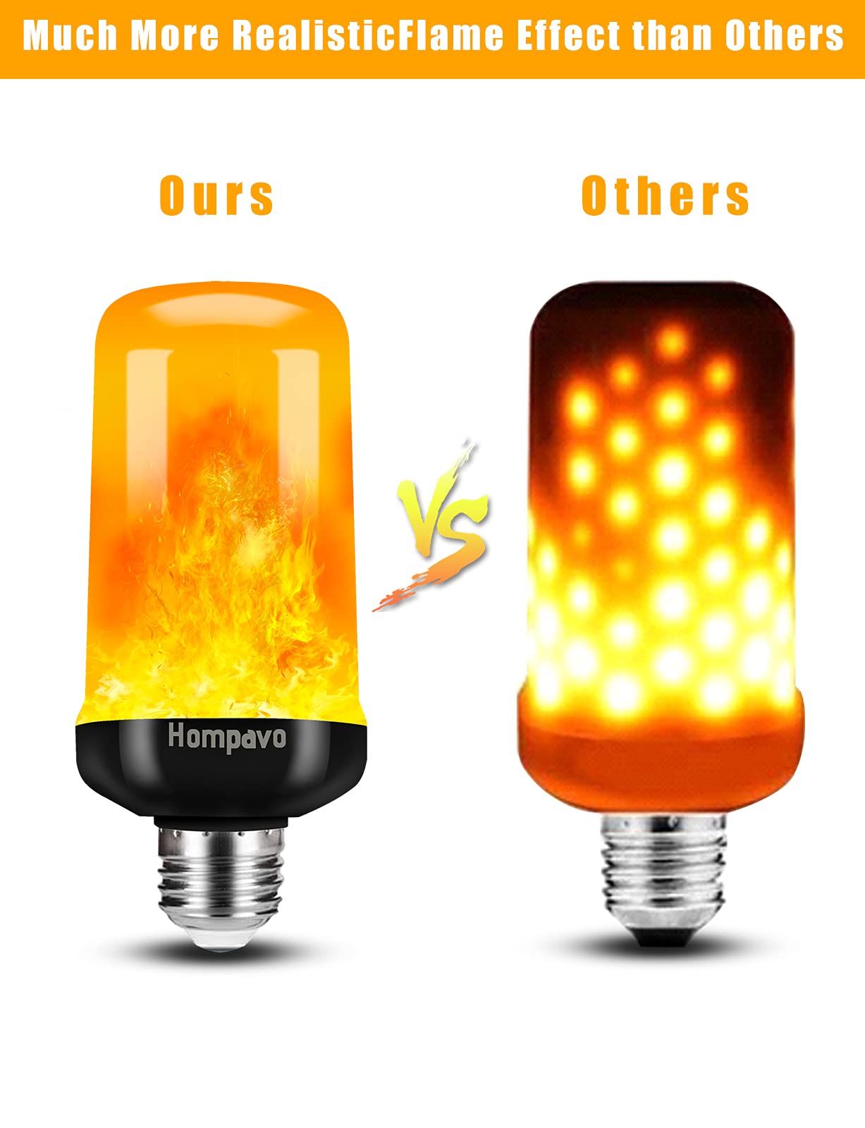 Hompavo LED flame bulb realistic flicker for cozy evenings