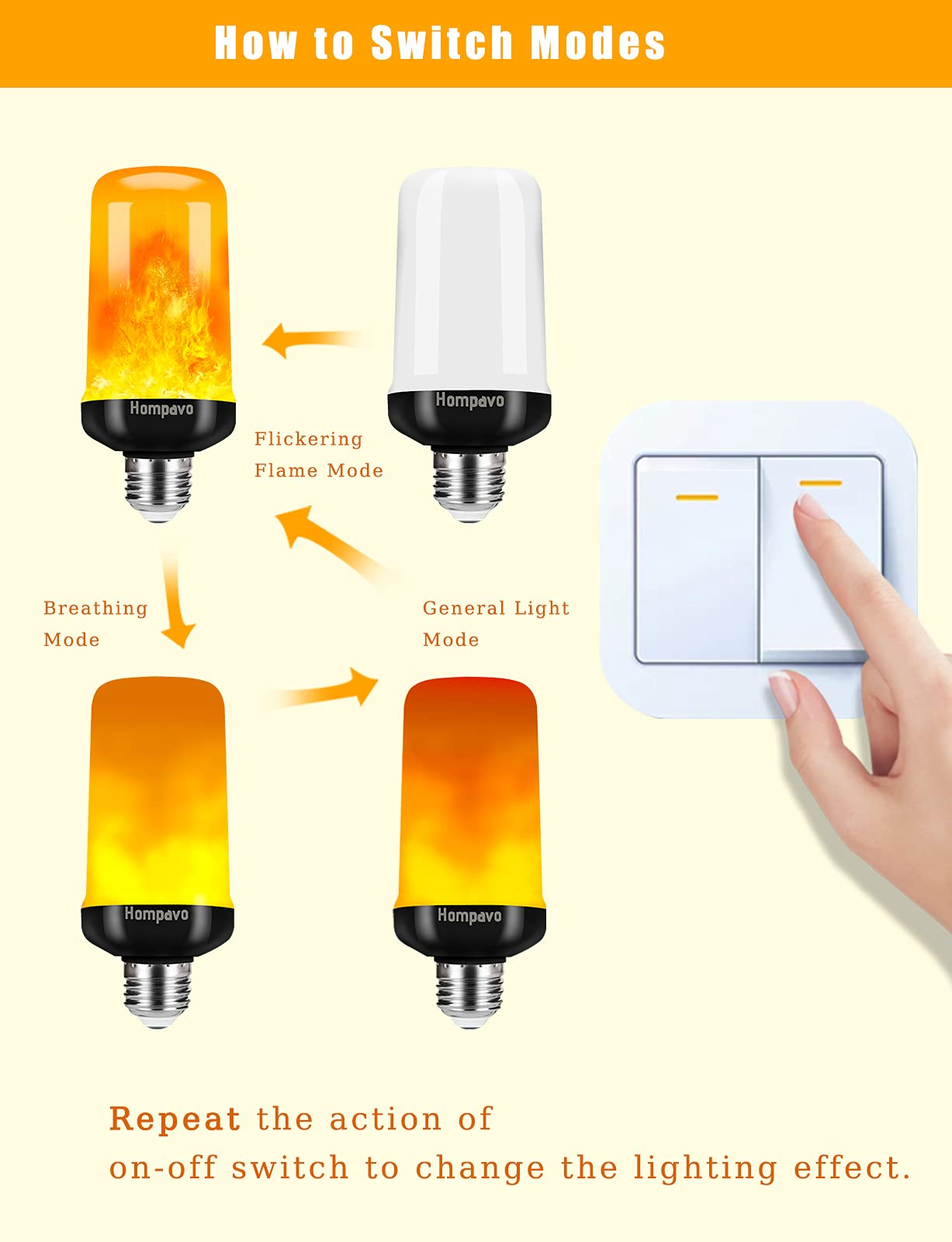 Hompavo non-dimmable flame bulb for reliable operation