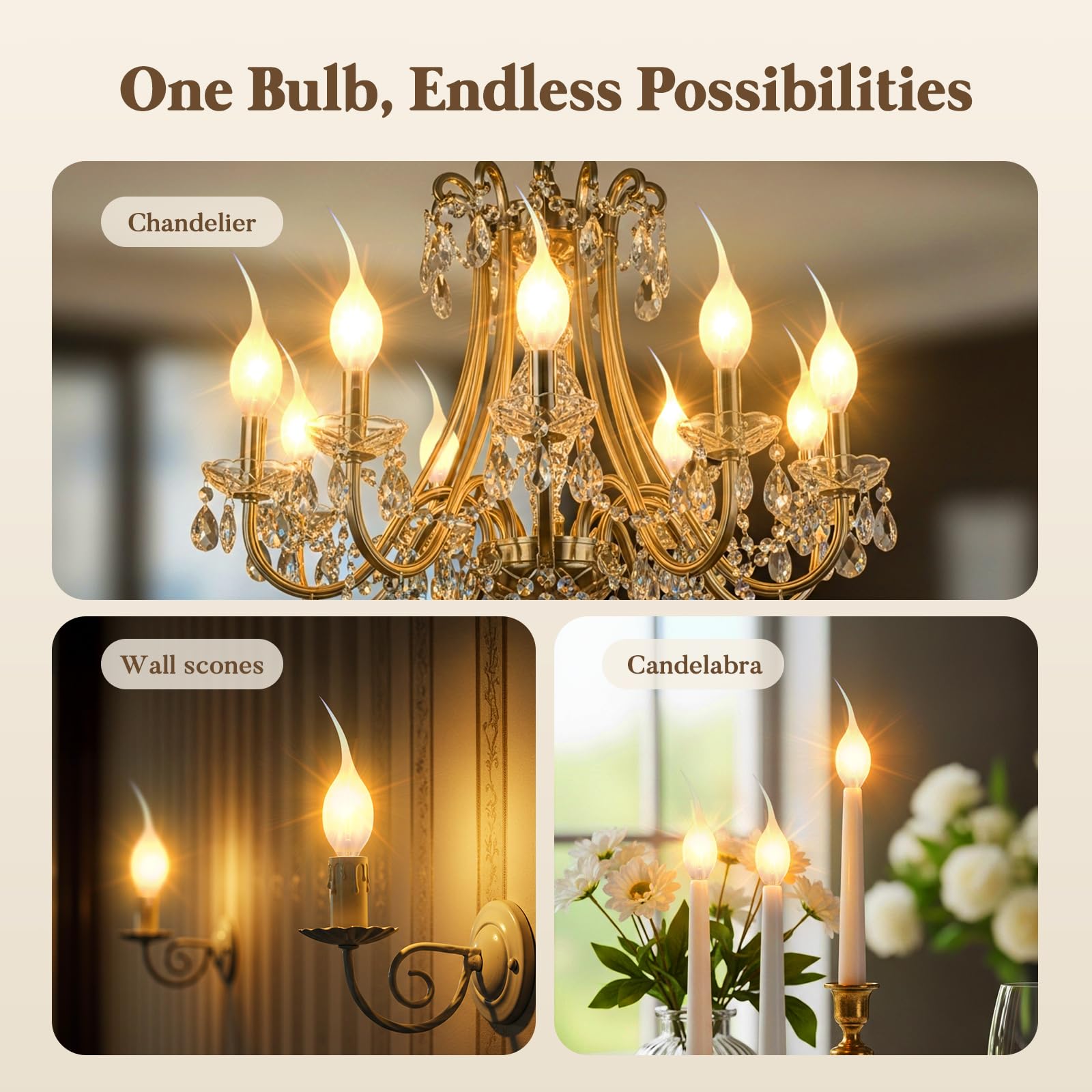 Hompavo decorative fixture candle bulb for chandeliers and sconces