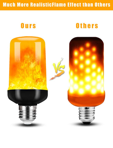 Hompavo LED flame light bulb on patio post provides lantern-like glow for relaxing evenings.