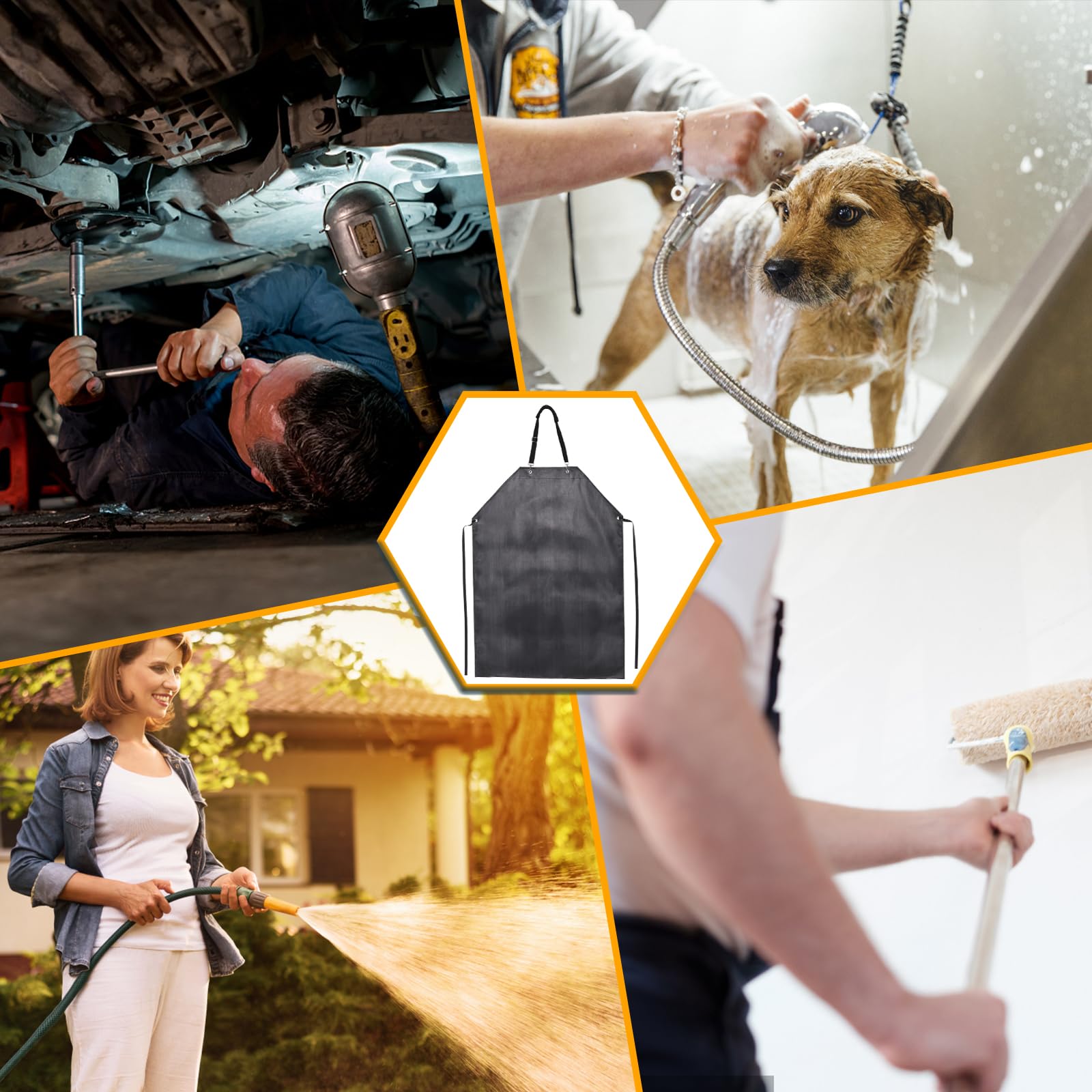 Homsolver thick rubber waterproof apron lab cleaning scenario protects clothing.