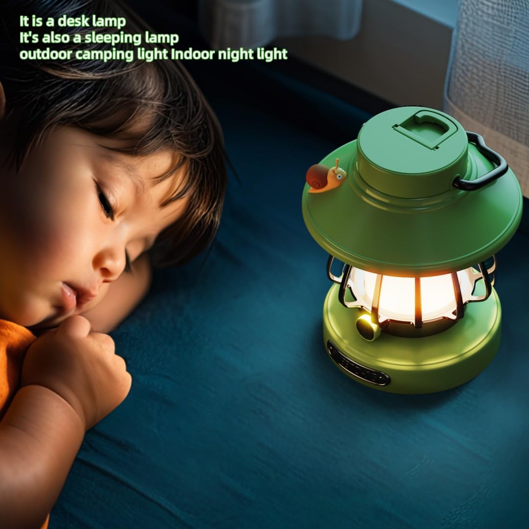 HOMY New Gear snail lamp with dual hooks for camping or bedside
